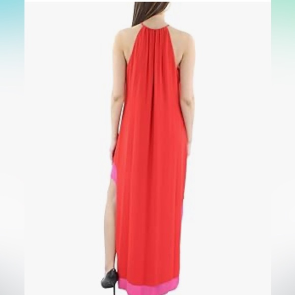 BCBGMAXAZRIA Women's Halter Neck Two Tone High Low Dress - Picture 4 of 4
